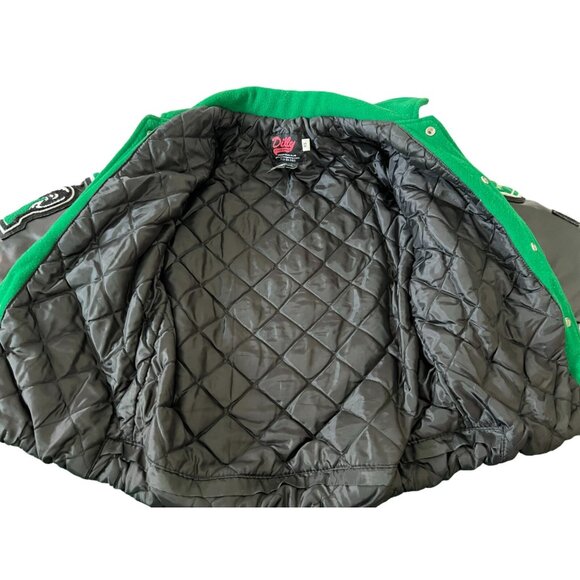 Dilly Letter Jacket Women's Varsity Jacket Green Size XS Quilted Pharr Stahhp - Picture 4 of 12